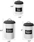 LF Likefair Farmhouse Kitchen Canisters Set of 3,Food Storage Containers for Home Kitchen, Tea, Herbs, Sugar, Salt, Coffee, Flour, Herbs (White & Black)