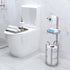Upgrade Toilet Paper Holder Stand, Silver Gray Freestanding Toilet Paper Roll Holders with Shelf, Bathroom Tissue Storage Rack