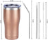 Lifecapido 20oz Tumbler, Stainless Steel Travel Tumbler, Double Wall Vacuum Insulated Tumbler with Lid and Straw, Durable Powder Coated Travel Mug, Thermal Tumbler for Cold Hot Drink, Rose Gold