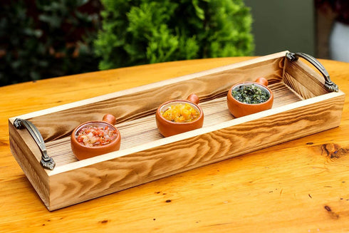 Strova Rectangular Wood Serving Tray with Handles 16 Inch Long Narrow Tray for Serving Wine, Appetizers, Coffee, Condiments, Fruits, and More