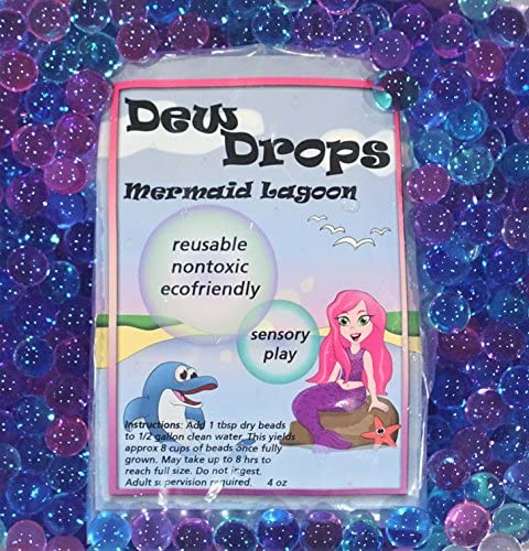 Dew Drops Ocean Water Beads Mermaid Lagoon Tactile Sensory Toys Bin Kit - 4 Mermaid Toy Dolls