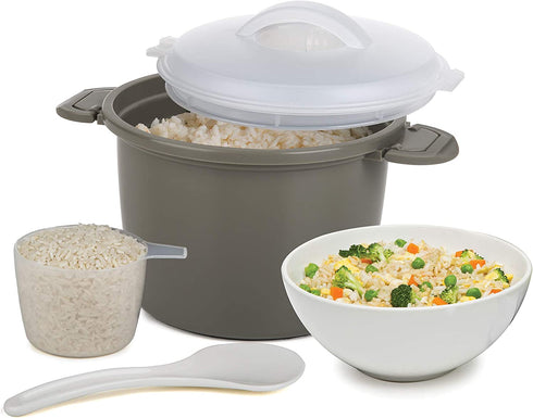 Progressive International Set Microwave Rice Cooker, 4 Piece, Gray