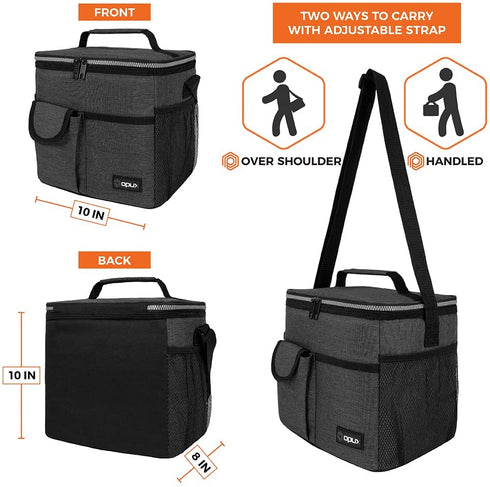 OPUX Large Insulated Lunch Box for Men Women, Leakproof Thermal Lunch Bag Cooler Work Office School, Soft Reusable Lunch Tote with Shoulder Strap, Adult Lunch Pail Kit, 18 Cans, Dark Gray