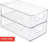 Sorbus Plastic Storage Bins Stackable Clear Pantry Organizer Box Bin Containers for Organizing Kitchen Fridge, Food, Snack Pantry Cabinet, Fruit, Vegetables, Bathroom Supplies (2-Pack)