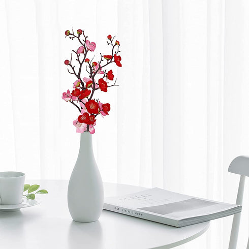 MINYULUA 6 Pieces Artificial White Plum Blossom Faux Flowers Silk Simulation Flowers Bouquet for Home Kitchen Office DIY Hotel Vase Centerpieces Decoration