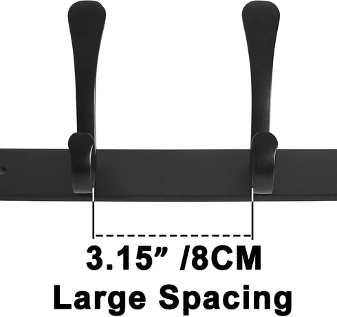 SKOLOO Modern Coat Rack Wall Mount with 5 Hooks, Pack of 2, Metal Wall Coat Rack for Hanging Coat Jacket Backpack Hat, Black Wall Coat Hook, Perfect Touch for Your Entryway, Kitchen, Bedroom