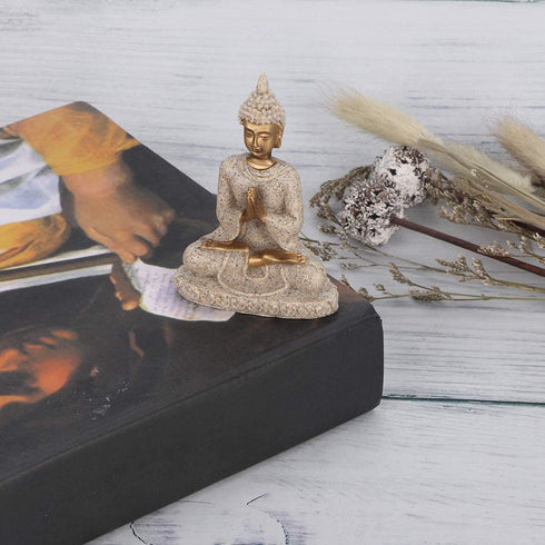 Buddha Statue Meditating Seated Carving Figurine Craft for Home Desktop Decoration Ornament