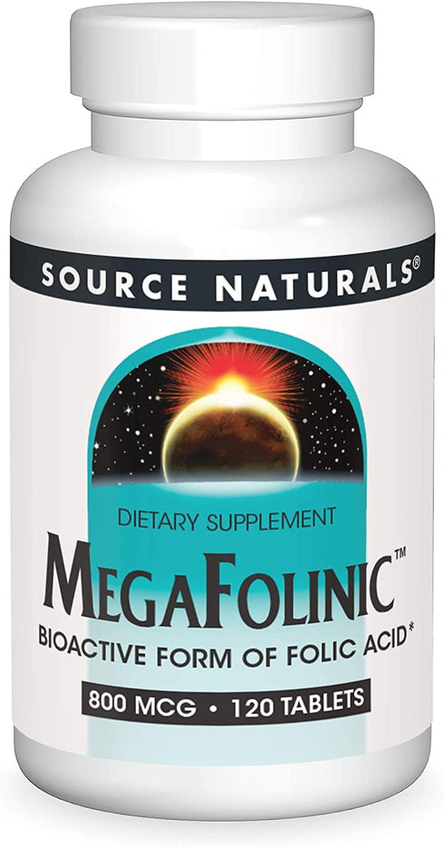 Source Naturals MegaFolinic 800mcg - 120 Tablets