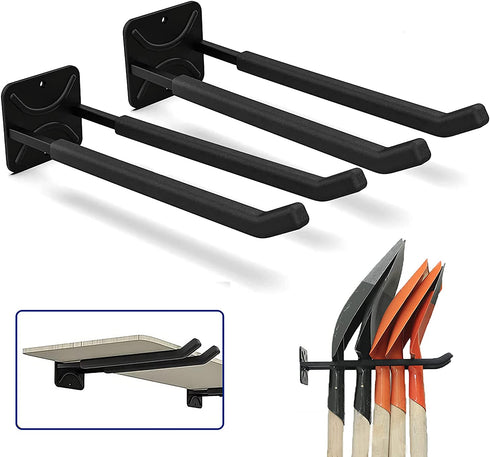 Stormann Garage Hooks Wall Mounted Heavy Duty Hanger Tool Organizer Rack Storage Utility Hooks for Tire Rack,Snow Board,Ladders,Chairs,Strollers,Power Tools,Garden Tools (2 Pack)