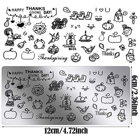 6 Pieces Thanksgiving Stamping Plates Fall Nail Stamping Plates Nail Stamper Templates Nail Design Stamps Stencils for Nail Design Decoration