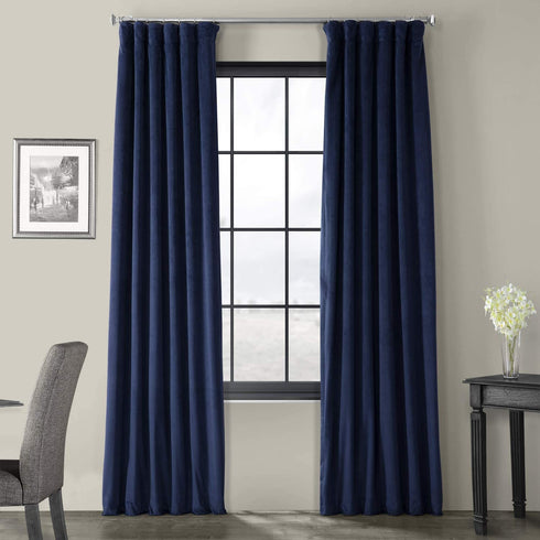 HPD Half Price Drapes VPCH-P Signature Blackout Velvet Curtain (1 Panel), 50 X 120, Union Blue