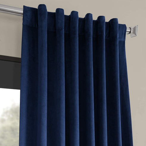 HPD Half Price Drapes VPCH-P Signature Blackout Velvet Curtain (1 Panel), 50 X 120, Union Blue