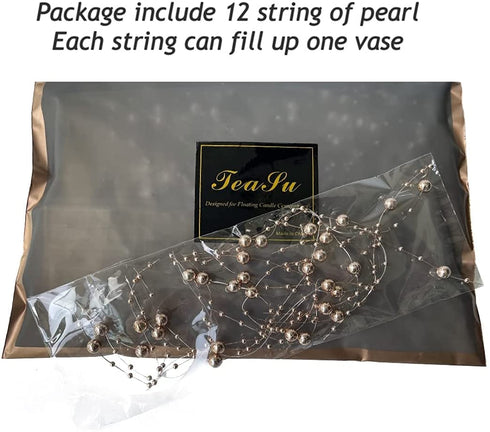TeaSu 12pcs Pearl String, for Wedding Centerpiece, Vase Filler and Decor for Floating Candles