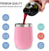 CHILLOUT LIFE Stainless Steel Wine Tumblers 2 Pack 12 oz - Double Wall Vacuum Insulated Wine Cups with Lids and Straws Set for Coffee, Wine, Cocktails (Light Pink)