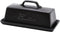 Ceramic Butter Dish with Lid, Covered Butter Keeper - Handle Design - Dishwasher Safe, 7.5 Inch Wide, Black
