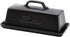 Ceramic Butter Dish with Lid, Covered Butter Keeper - Handle Design - Dishwasher Safe, 7.5 Inch Wide, Black