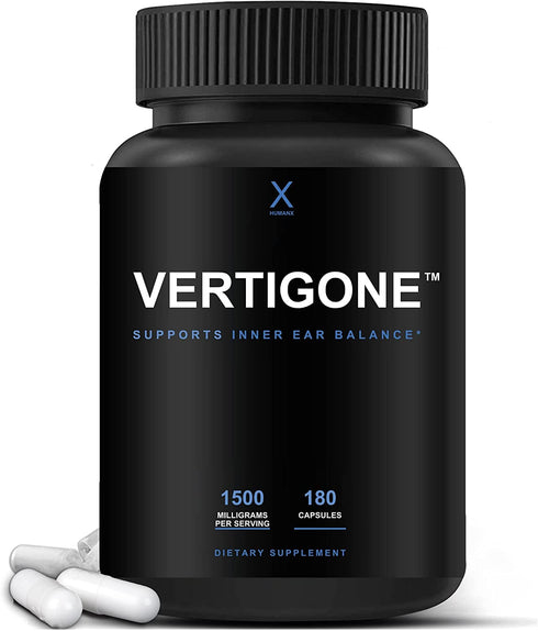 VertiGone - Vertigo Relief - USA Third Party Tested - Ancient Natural Inner Ear Balance Supplement - Relieves Dizziness, Nausea, Spinning & Swaying Sensations - Non GMO - Dizzy Aid Pills - by Humanx