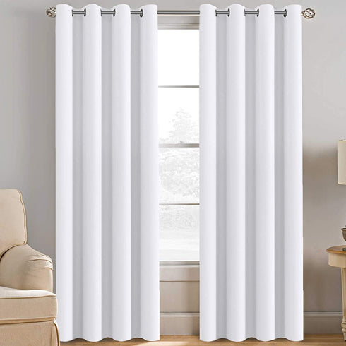 White Curtains for Bedroom White Curtain 96 inches Long for Christmas Thermal Insulated Window Treatment Panel/Drape for Living Room, White, One Panel, Grommet Top
