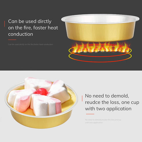 Disposable Pie Tins 4 Inch, Beasea 50 Pack Mini Tart Pans with Lids, 8 Oz Golden Aluminum Pie Pan Tin Tart Pans Round Oven Baking Mini Cake Pan for Pie Tart Quiche