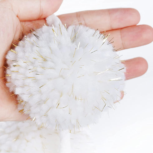 Dxhycc 76 Inch Yarn Pom Pom Garland 10 Balls 3.15inch Christmas Hanging Pom Garland Pom Pom Ball Garland Christmas Hanging Banner for Christmas Tree Wall Festivals Wedding Home Decoration, White