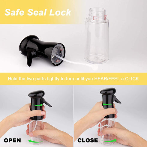 Olive Oil Sprayer for Cooking - 300ml Oil Dispenser Bottle Spray Mister - Portable Refillable Food Grade Oil Vinegar Spritzer Sprayer Bottles for Kitchen, Air Fryer, Salad, Baking, Grilling, Frying (Black)