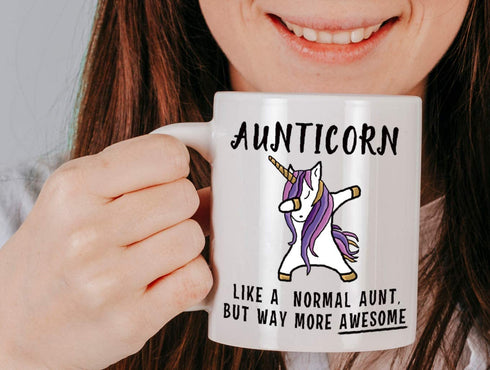 CLASSIC MUGS Aunticorn Funny Aunt Coffee Mug Best Mother's Day Gift for Aunty Aunties Siblings Sisters from Niece Nephew Sister Uncle Mom Dad Novelty Gag Gift for Christmas Birthday Mug Tea Cup