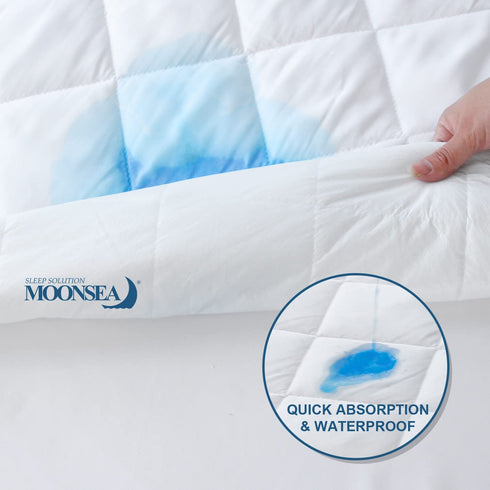 Twin Mattress Pad Protector Waterproof, Absorbent Mattress Pads Quilted Fitted Mattress Protector Twin, Mattress Cover Down Alternative Filling, Deep Pocket Stretches up to 16 Inch