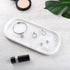 Luxspire Bathroom Vanity Tray, Toilet Tank Oval Storage Tray, Resin Handmade Bathroom Bathtub Kitchen Dresser Countertop Organizer for Soap Shampoo Candles Towel Plant Jewelry Ring Dish - White Marble