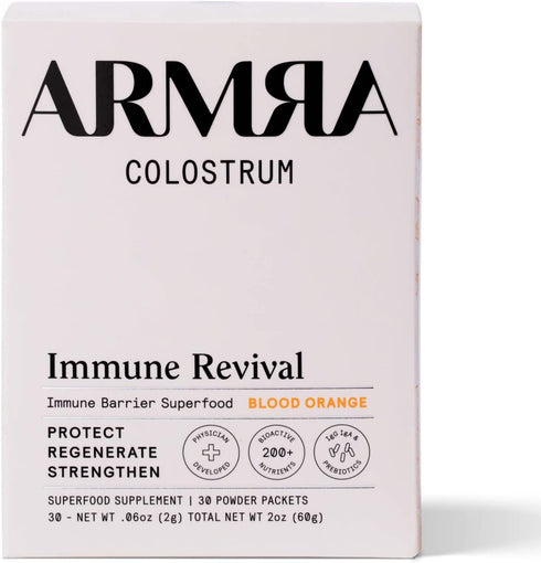 ARMRA Bovine Colostrum Superfood | Grass-Fed | Immune, Gut, Fitness, Brain Benefits | 200+ Nutrients | Potent, Bioavailable | Keto-Certified, Gluten-Free | 30 Packets (Blood Orange)