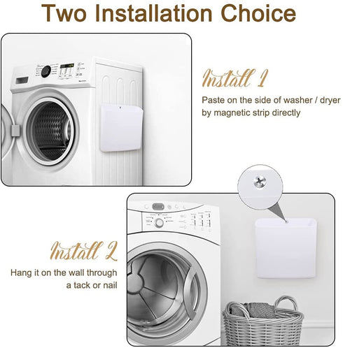 Picowe Magnetic Laundry Storage, Large Lint Holder Bin for Laundry Room, Space-Saving Trash Container Hanging on Dryer, Washer or Wall Mount Trash Bin (White)