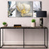 Modern Abstract Canvas Wall Art for Home Office Living Room Decoration Gold Floral Painting Artwork Lotus Flower Picture Giclee Print on Linen Canvas Blue Grey Artistic Ready to Hang 3 Pieces Per Set