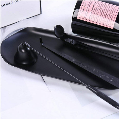 YONUFI Candle Snuffer, Candle Wick Trimmer Wick Dipper with Tray 4 in 1 Candle Accessory Set (Black)