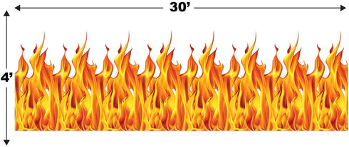 Beistle Plastic Flame Photo Backdrop Burning Fire Photography Background, 4' x 30', Yellow/Orange/Red