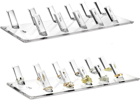 Ikee Design Multipurpose Acrylic Wall mounted Jewelry Stand Organizer, Bracelets Rings Bangles Display Rack for Store, Showcase, Trade Show, Set of 2, Clear, 13W x 4 1/4D x 1 3/4H