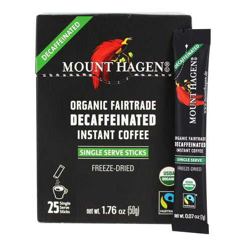 Mount Hagen Organic Instant Decaf Single Serve, Dark Chocolate, 25 Count, 1.76 Ounce