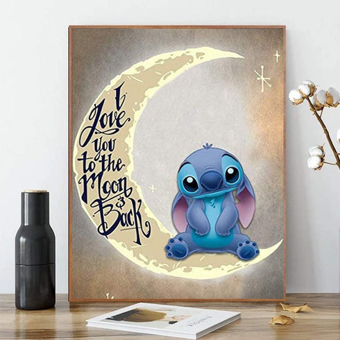 ACENGXI Paint by Numbers Disney Paint by Numbers I Love You to the Moon Back Painting by Numbers Lilo Stitch Acrylic Painting Kits Lilo and Stitch Paint by Number Kits for Adults Kids Beginner 16x20In
