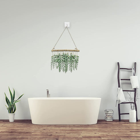 Artificial Eucalyptus Wall Hanging Decor - Fake Eucalyptus Leaves Greenery , Vines Wall Hanging Plants with Wooden Stick , Farmhouse Rustic Wall Decor for Wedding , Kitchen , Bedroom , Boho Home Decor