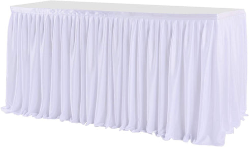 6ft White Tutu Table Skirt for Rectangle Tables,Polyester Pleated Ruffle Table Bed Skirt Cloth for Birthday Party, Wedding,Baby Shower, Banquet,Gender Reveal,Dessert Tables