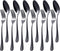 12-Pieces Polished Black Silverware Set, Flatware Set for 6, Stainless Steel Tableware Cutlery Set with Dinner Spoons Forks, Utensil Sets for Home Kitchen Restaurant Hotel, Dishwasher Safe