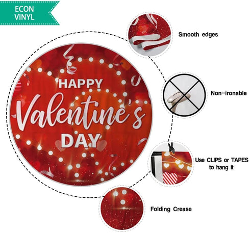 Allenjoy 82" x 59" Love Heart Valentine's Day Backdrop for Photography Picture Red Bokeh Balloons Couple Engagement Wedding Bridal Shower Party Supplies Decorations Wall Decor Banner Photo Background
