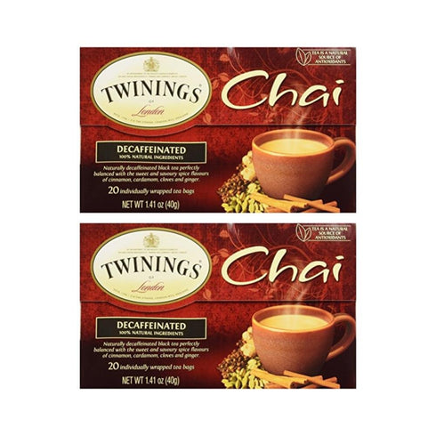 Twinings Tea Chai Tea, Decaf, 20 ct (Pack of 2)