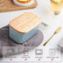 KOOV Porcelain Large Butter Dish with Lid for Countertop, Airtight Butter Container with Oak Lid, Butter Crock, Perfect for 2 Sticks of Butter, Texture Series (Sky)