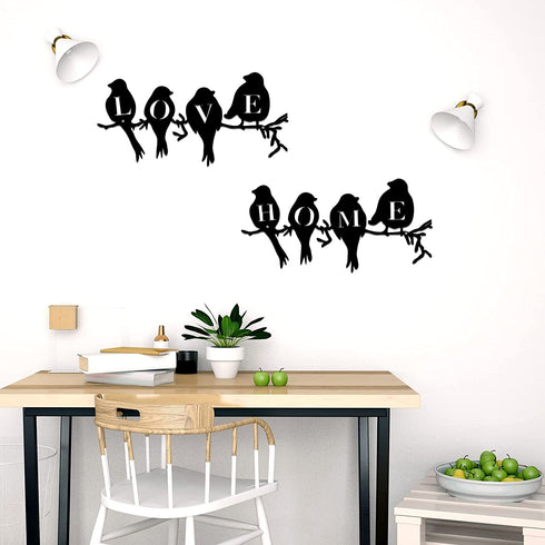 2 Pieces Metal Wall Art Decor Birds on Branch Metal Wall Art Decor Bird Silhouette Wall Sculpture Metal Birds Wall Art Home Wall Hanging Sign for Home Garden Office Indoor Outdoor Decorations