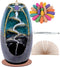 SPACEKEEPER Ceramic Backflow Incense Holder Incense Burner Waterfall, with 120 Backflow Incense Cones + 30 Incense Stick, Aromatherapy Ornament Home Decor, Blue Set
