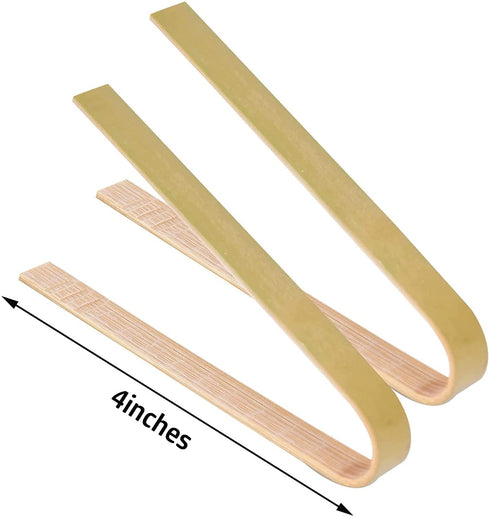 Mini Bamboo Disposable Tongs - wuyule 100PCS Disposable Tongs 4" Bamboo Tongs for Toaster Eco-Friendly For Catering, Buffet or Home Use¦