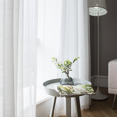 MIULEE 2 Panels Solid Color White Sheer Window Curtains Elegant Window Voile Panels/Draperies/Treatment for Bedroom Living Room (54 X 45 Inches White)