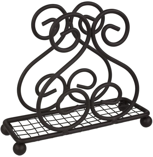 Home Basics Scroll Collection Steel Napkin Holder Freestanding Tissue Dispenser Organizer for Kitchen Countertop, Durable, Sturdy, Home Décor, Bronze