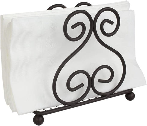 Home Basics Scroll Collection Steel Napkin Holder Freestanding Tissue Dispenser Organizer for Kitchen Countertop, Durable, Sturdy, Home Décor, Bronze