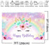Avezano Unicorn Birthday Backdrop Gold Glitter Rainbow Unicorn Birthday Photo Background Girls Birthday Bokeh Floral Party Decorations Kids Photo Booth Gifts (7x5ft)