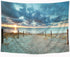 Riyidecor Ocean Beach Scenic Tapestry 80Wx60H Inch Nature Blue North Holland Brown Sundown Blue Sky Seaside Costal Scenery Landscape Sand Vivid Wall Hanging Indigenous Bedroom Living Room WW-IHTB
